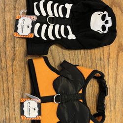 Brand New Halloween Pet Costumes, Skeleton Bones & Orange With Bat $8 Each