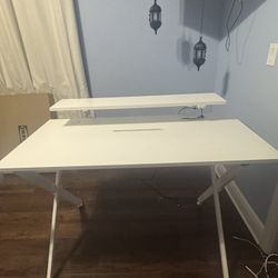 Emerge Vizon Gaming Desk with Raised Monitor Platform and Six-Color LED Lighting Strip