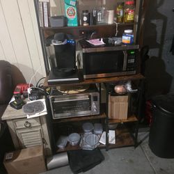 Set of 3 shelving units, one with outlets