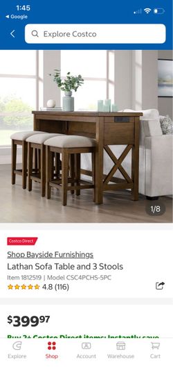 Sofa Table With Stools & Power Ctr