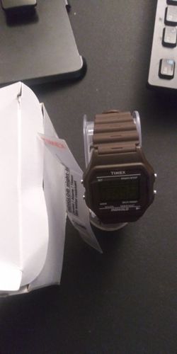 NEW Timex Unisex Retro digital watch  / Brown with green LCD