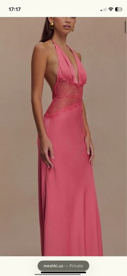 Blush Rose Lace And Satin Maxi Dress
