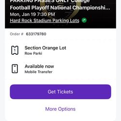 Orange Lot Parking Pass to College Football N.Championship 