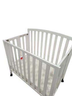 White Mini Baby Crib with Mattress