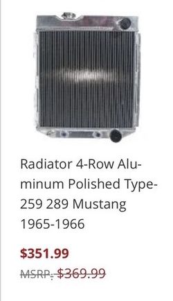 Radiator For 1965) Mustang 