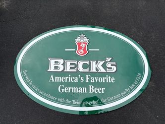 Vintage Oval Tin Beck’s Brewery Beer Advertising Sign German Beer