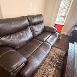 Super Comfortable Brown Faux Leather Reclining Loveseat