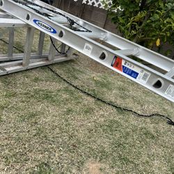 48 ft Werner Aluminum Extension, new, 300 lbs capacity. It has a small detail on the top and bottom of the third step; it's a little dented but it doe