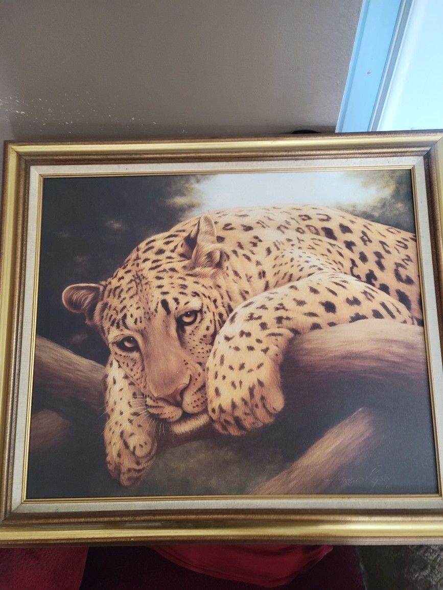 Harold Rigsby Framed Lepoard Canvas