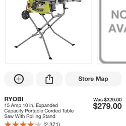 Ryobi Table Saw Con Stand