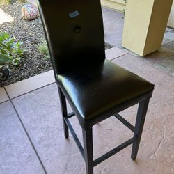 Black Leather Bar Stool Chair