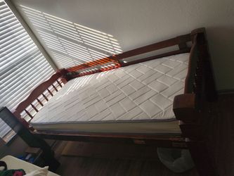 Set of 2 Wooden Twin Bed Frame/ make Bunk bed with one twin mattress with inner spring