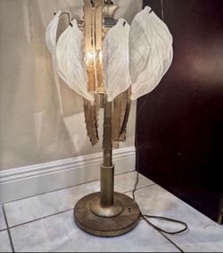 VINTAGE WHITE Leaf Table Lamp 31”H
