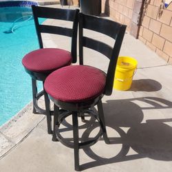 Bar Size Stools Set.  .made  Of  Wood. 