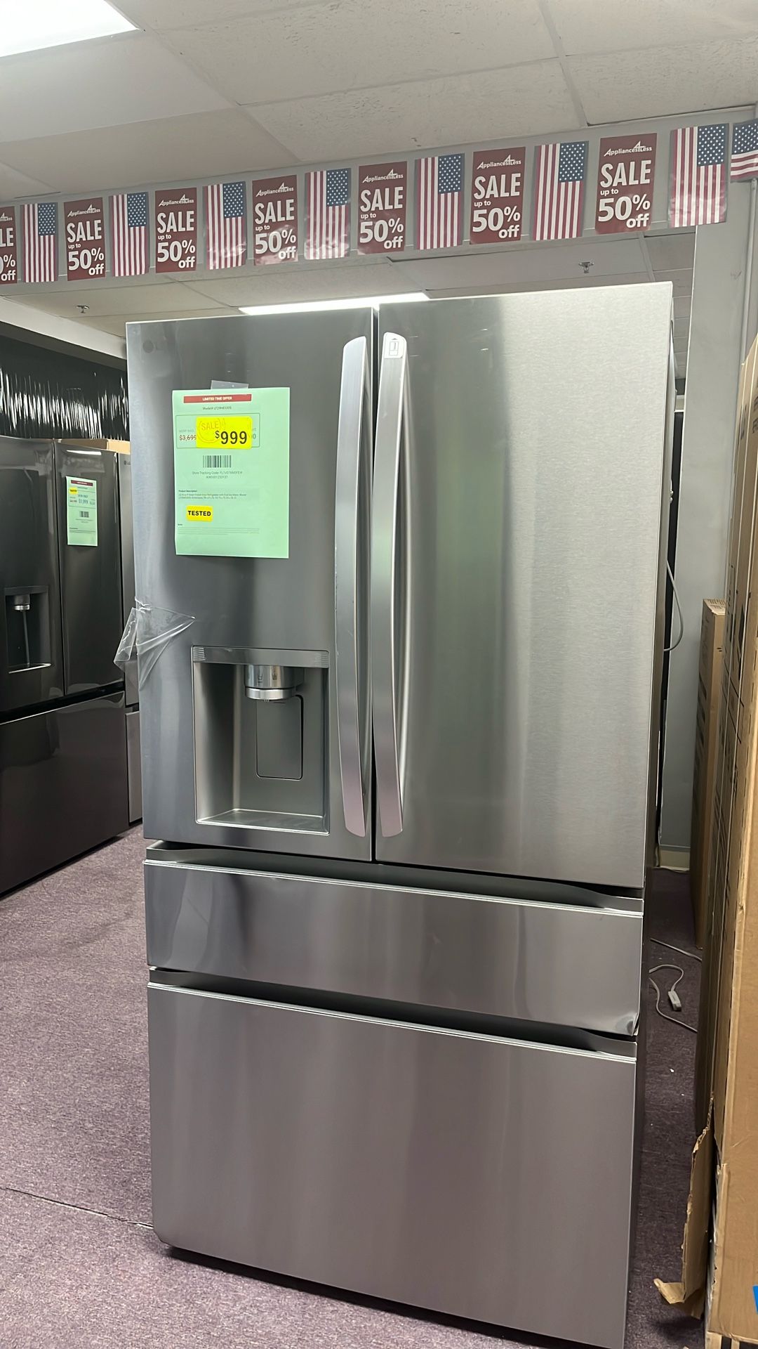 Refrigerator 36” Stainless Steel $999 1 Year Warranty. Scratch And Dents