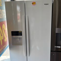 NEW WHIRLPOOL SIDE BY SIDE GLOSSY WHITE REFRIGERATOR 