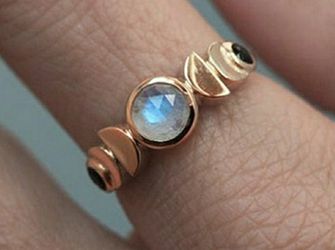 (Shipped Only) Rose Gold Moon Phase Moonstone Ring