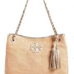 Tory Burch Straw Shoulder Bag Beach Bag Large 