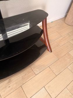 3-Tier Black Glass TV Stand with tv