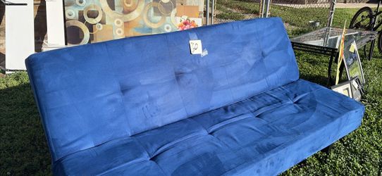 Blue Microfiber Futon Sofa Bed