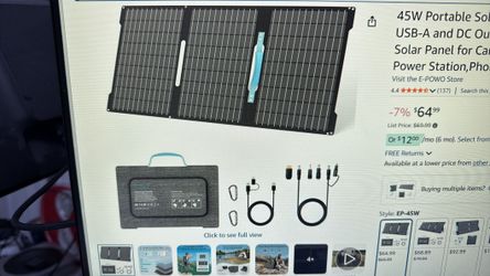 45W Portable Solar Panels Chargers with USB-C, USB-A and DC Outputs Foldable IP67 Waterproof Solar Panel for Camping,Power Emergency for Small Power S