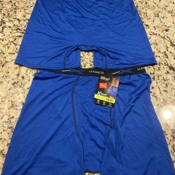 Men’s  New 2 Pairs Of Hanes Brand Tagless Boxer Briefs, Size Large, Lightweight Mesh, Blue W/ Accent Colors,