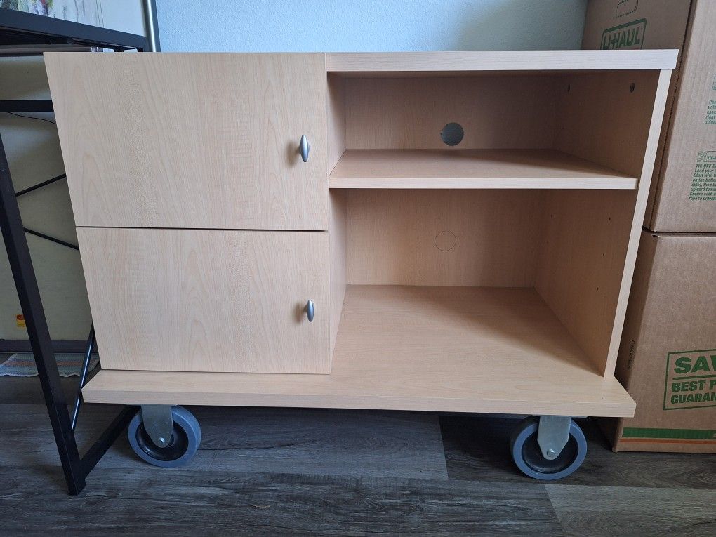 Cart Style TV Entertainment Stand With Wheels