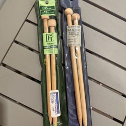 Two Sets Of Bamboo Knitting Needles