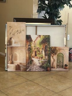 Four separate canvas pictures, Italy themed