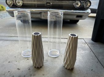 GLASS & CERAMIC VASES - 1 Pair Of Each