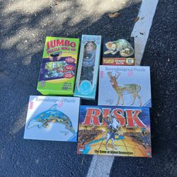 Old Antique Puzzles, Board Game, And Porsaline Doll