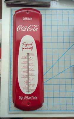 17-In Coca-Cola thermometer reproduction. Very nice