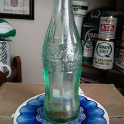 Vintage 1980 Embossed Green Glass Hobbleskirt Coca-Cola Bottle ASHEVILLE NC