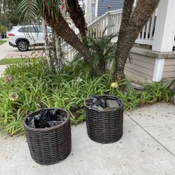 Big Black Planters Set Of 2