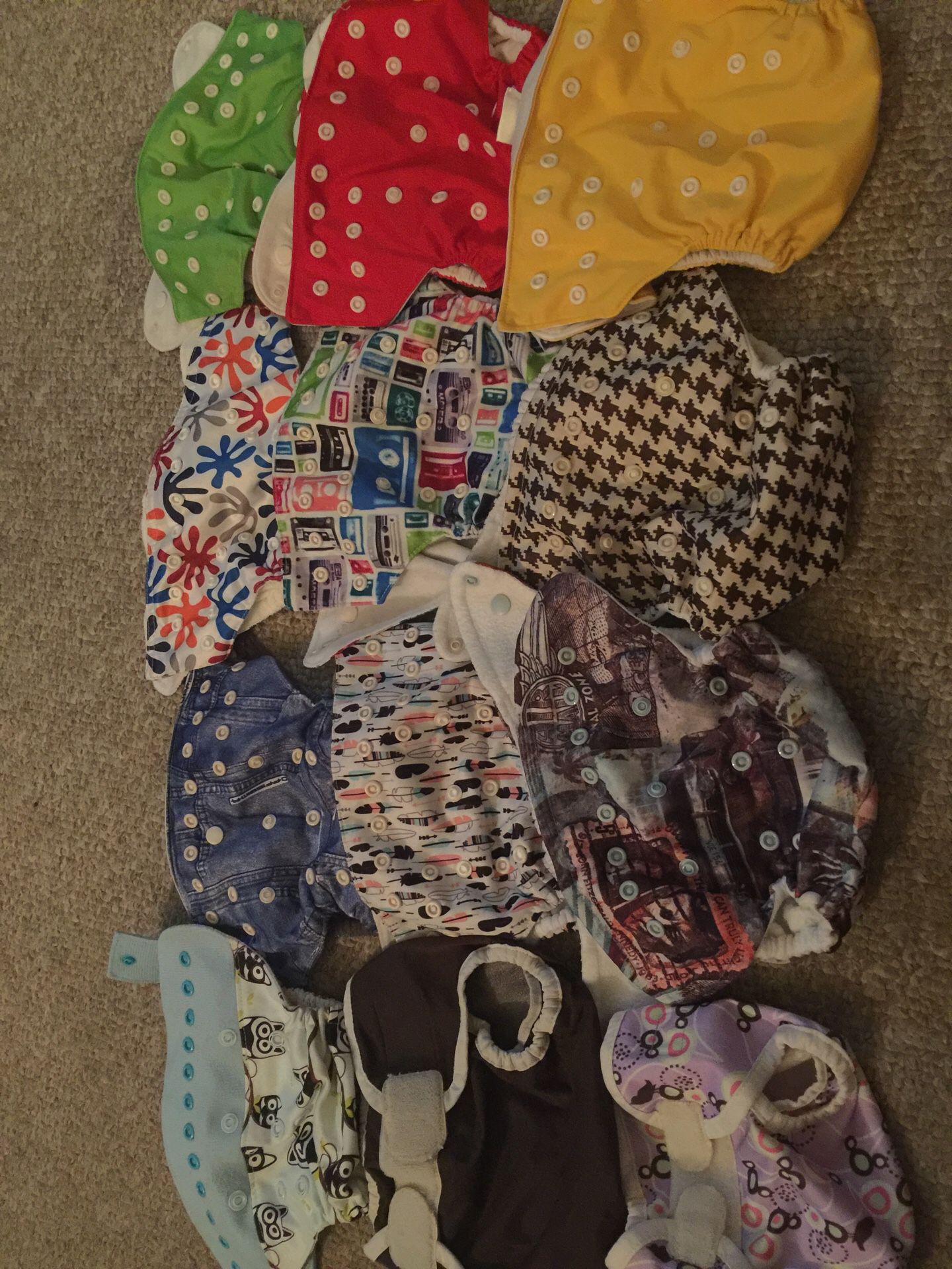 12 Cloth diapers lot pockets covers charcoal GroVia thirsties etc.