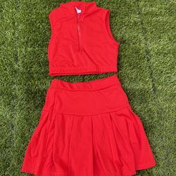 Girl Tennis Skirt With Matching Top Different Colors 