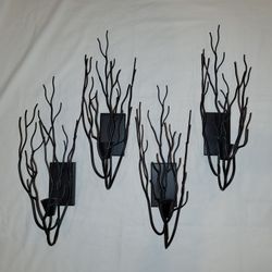 PartyLite (Retired) Gala Branch Matte Black Wall Sconces - 4