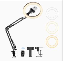 New 10" Cantilever Bracket Ring Light Overhead Phone Mount for Desk