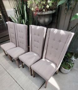 High back nail head light gray dining room chairs set of 4