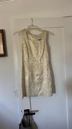 Vintage Cream and Gold Floral Brocade Mini Dress