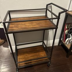 Modern Industrial Metal & Wood Rolling Cart – Great Condition