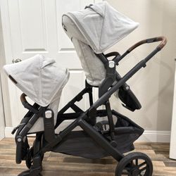 Like new 2023 Uppababy vista v2 Anthony double stroller and uppa baby aria car seat