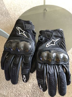 Photo Alpine Stars Motorcyle Gloves SMS-1 AIR v2 Carbon Leather Size Large Black new $50 firm