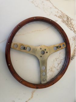 vintage Superior Performance Products "The 500" flat wood steering wheel.