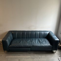 Blue Leather Sofa ( couch )