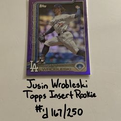 Justin Wrobleski Los Angeles Dodgers Pitcher Topps Short Print Insert Rookie Card. #’d 167/250