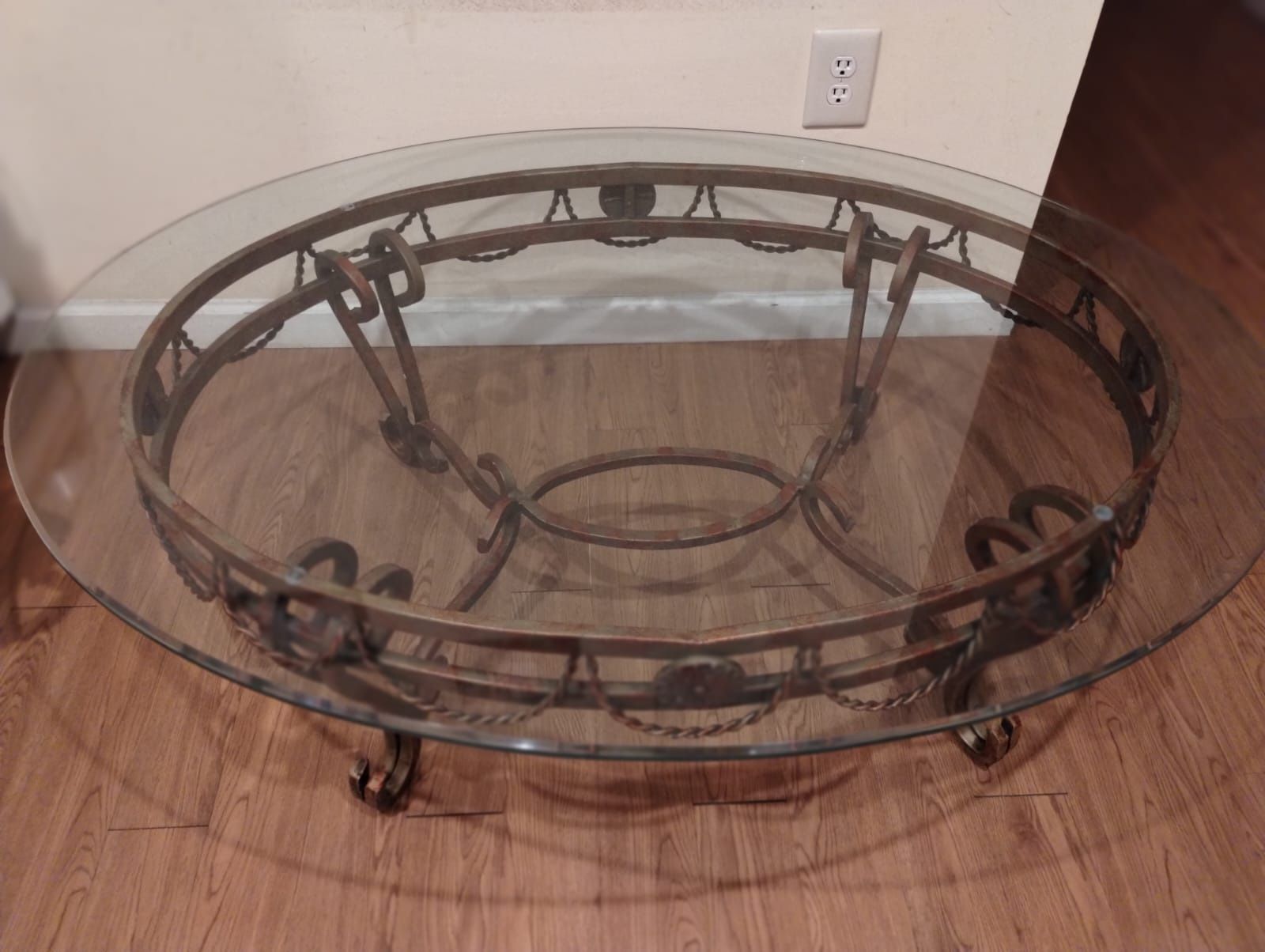 Wrought Iron Oval Coffee Table