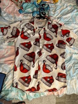 Men’s small Christmas hat button down