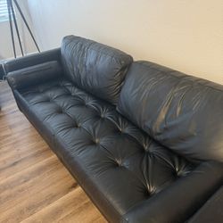 Black leather Sofa And Love Seat