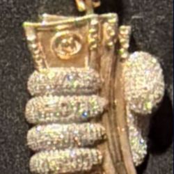 Gold Charm W Diamonds Pendant 